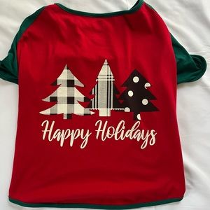 Dog Shirt Size XL Happy Holidays Christmas Plaid Tree Red Green Lightweight